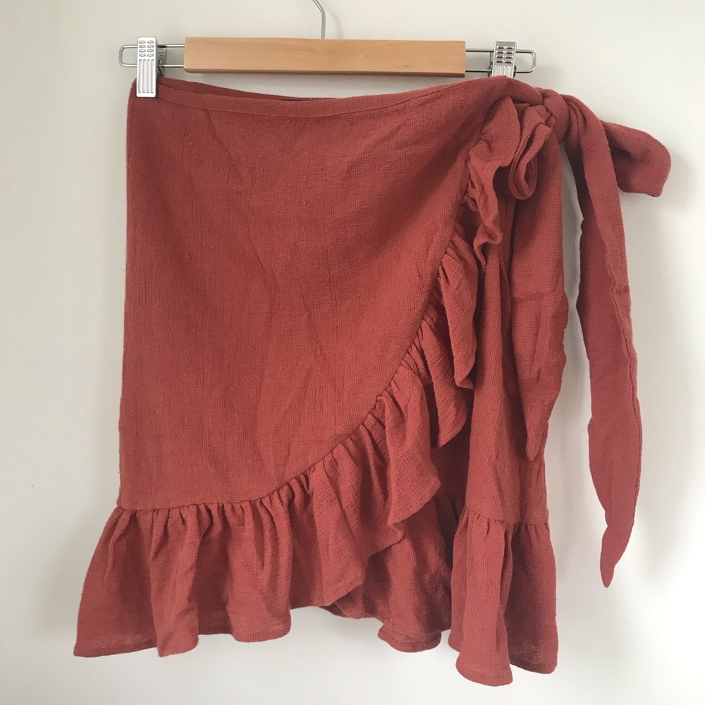 ZARA Burnt Orange Wrap Skirt